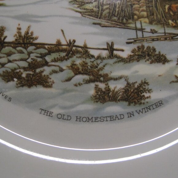 6 Currier and Ives “The Old Homestead In Winter" Collector Plates by Harkerware - Picture 7 of 7